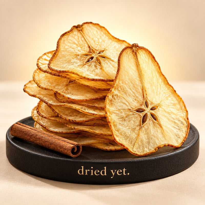 Dried Yet. dried pear slices, the garnish for the Pear Ginger Mule