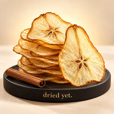Dried Yet. dried pear slices, the garnish for the Spiced Pear Bourbon Smash